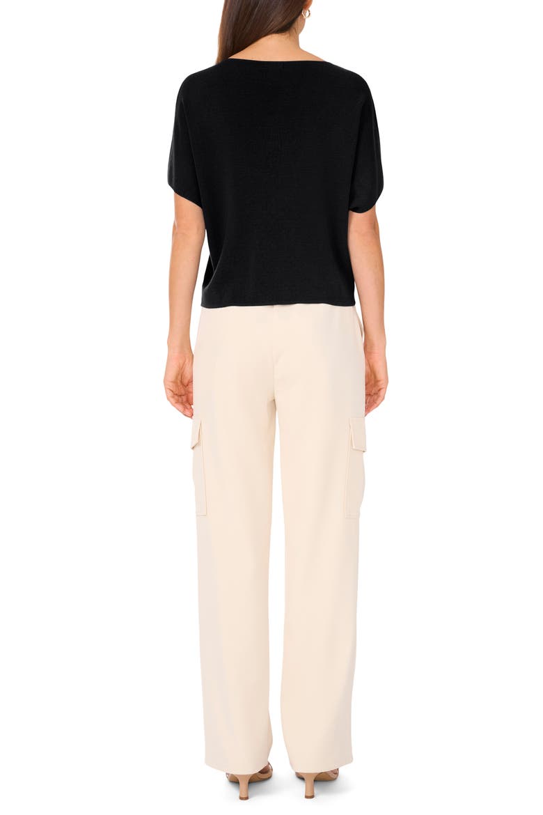 Short Sleeve Crop Sweater, Alternate, color, RICH BLACK