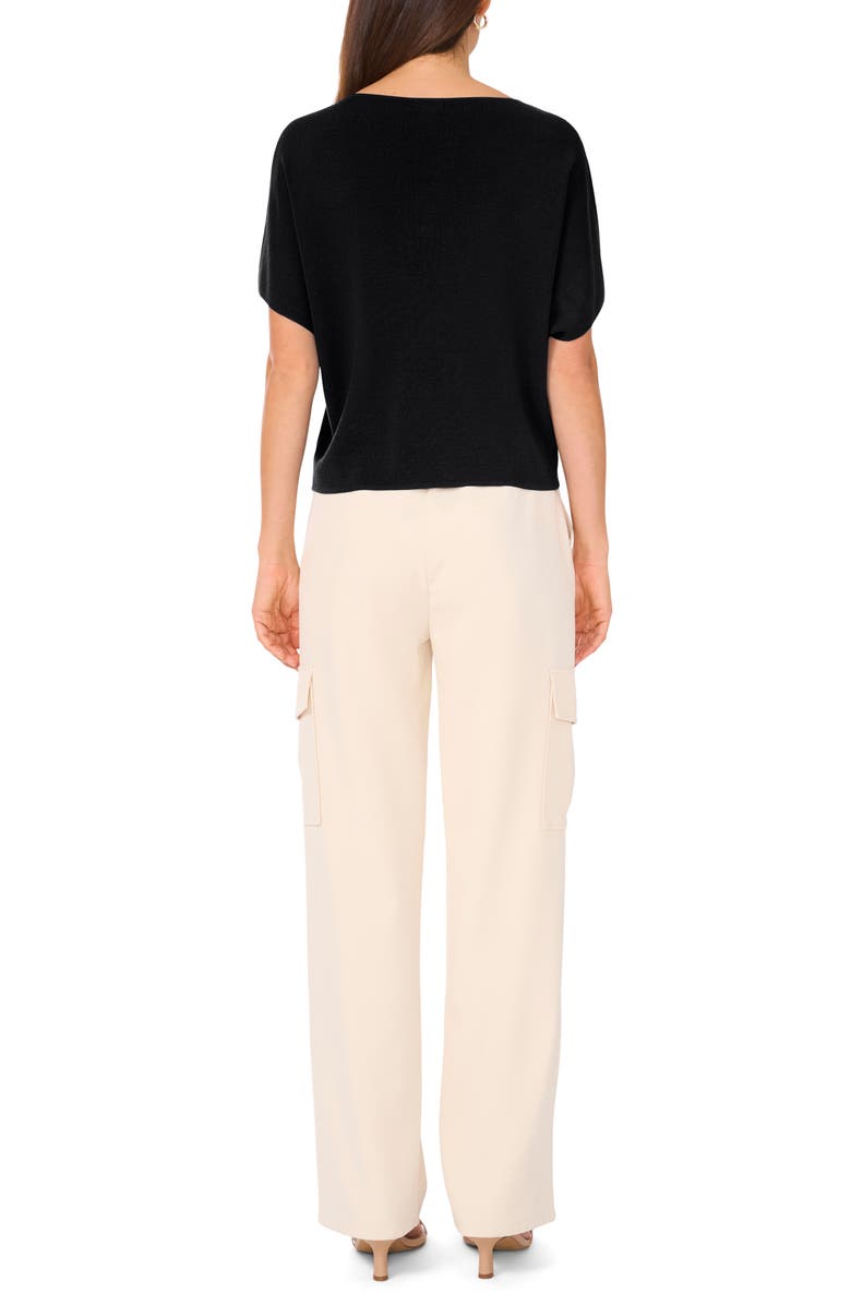 Halogen<sup>®</sup> Short Sleeve Crop Sweater, Alternate, color, Rich Black