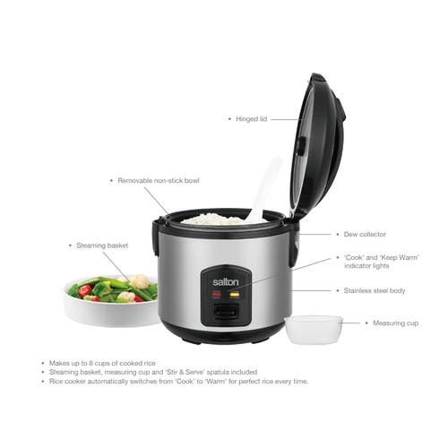 Salton 8 Cup Rice Cooker In Metallic