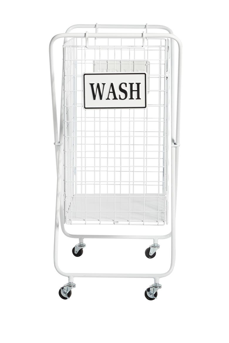 White Metal Farmhouse Storage Cart, Alternate, color, WHITE