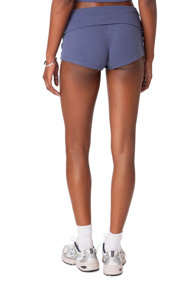 Lizzy Foldover Waffle Knit Shorts, Alternate, color, NAVY