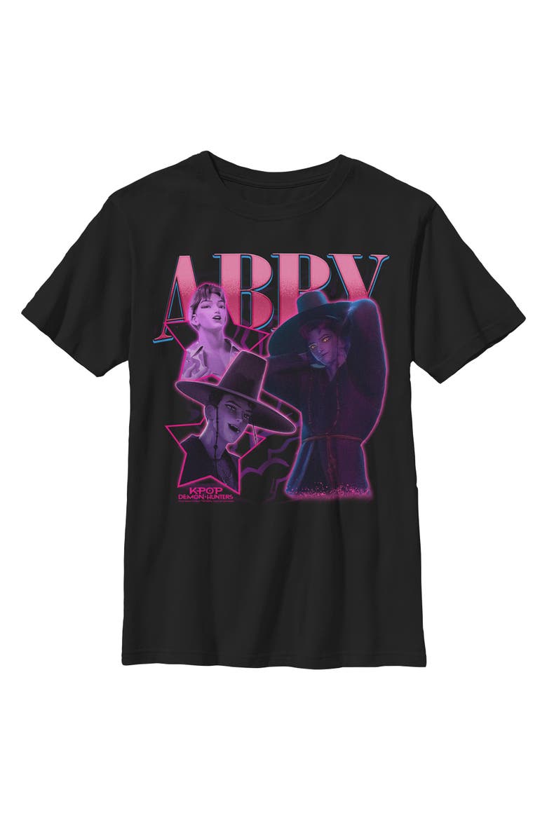 Boys KPop Demon Hunters Abby Saja Collage T Shirt, Main, color, Black