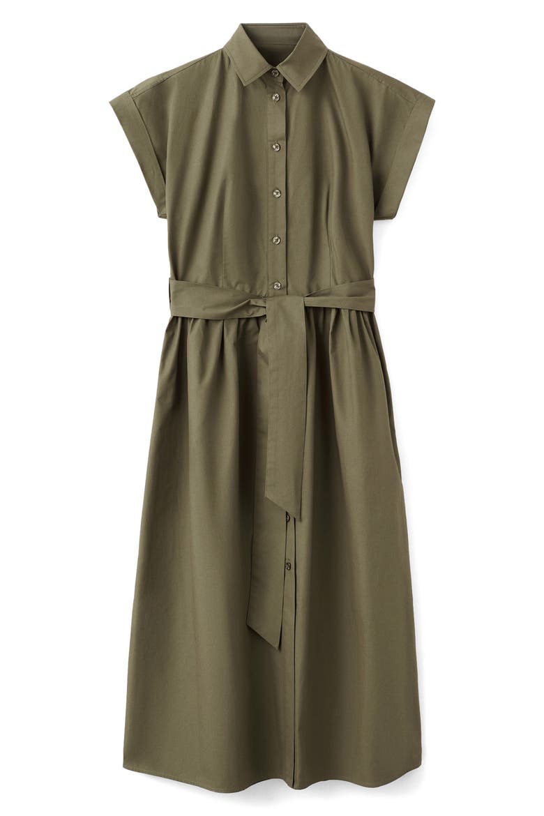 Tie Belt Shirtdress, Main, color, KHAKI GREEN