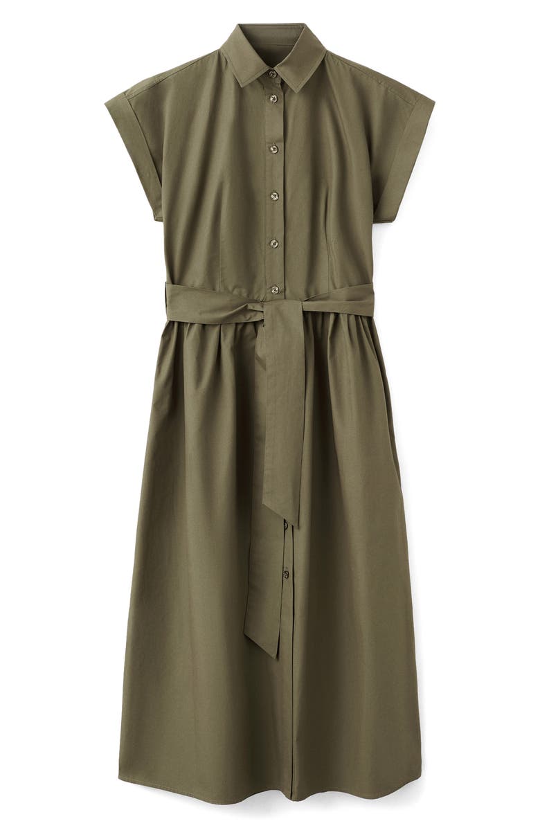 MANGO Tie Belt Shirtdress, Alternate, color, Khaki Green