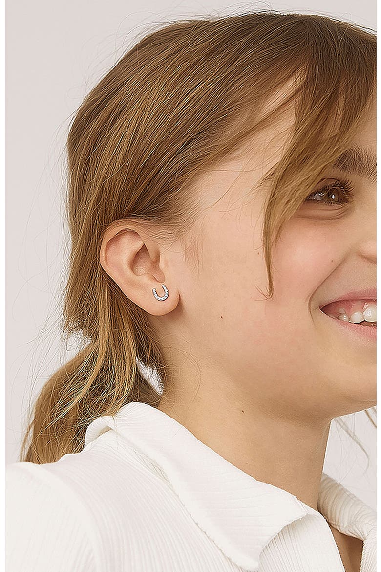 Jeweled Horseshoe Earrings, Alternate, color, Silver