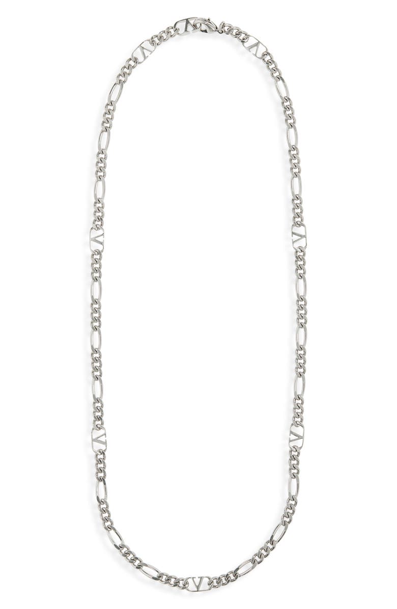 Valentino Garavani Men's VLOGO Figaro Chain Necklace, Main, color, White/ Silver