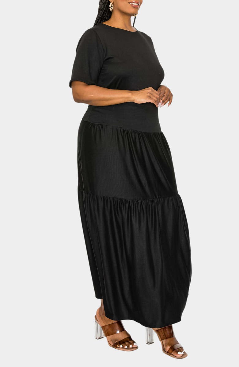 L I V D Jourdan Tiered Maxi Dress, Alternate, color, Black
