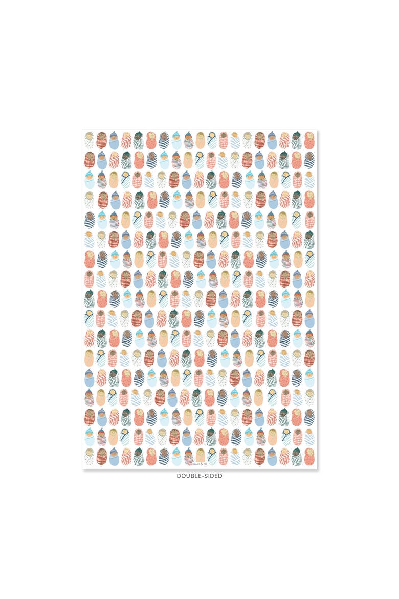 Eight Sheets Two-Sided "Babies" Heavyweight Gift Wrap, Alternate, color, Multicolored