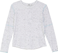 FYI Splash Ribbed Long Sleeve Merrowed Hem Top