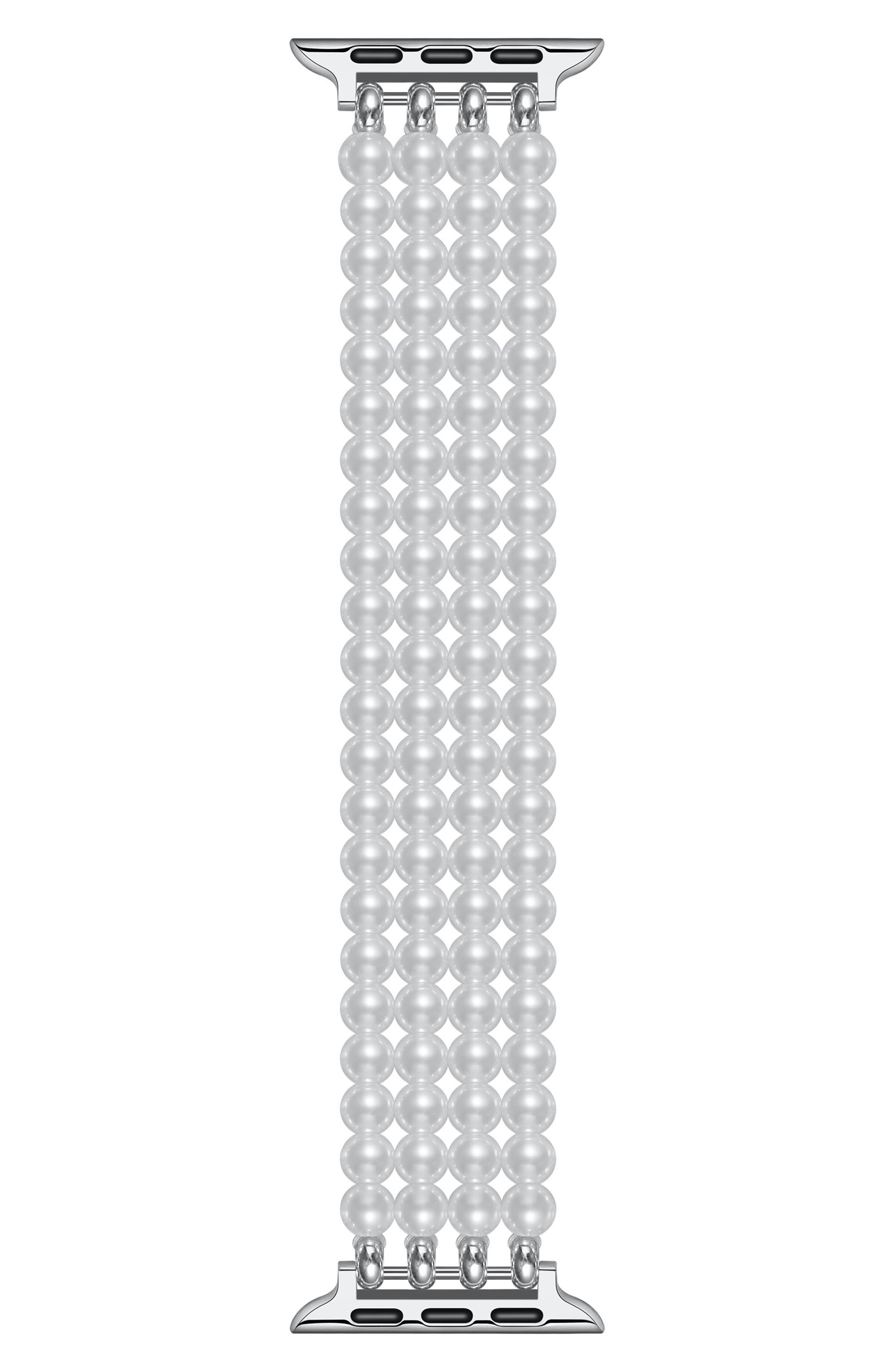 The Posh Tech Ariel Imitation Pearl Apple Watch® Bracelet Watchband in White 