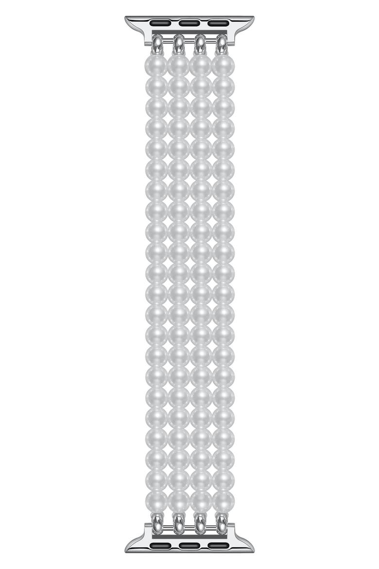 Ariel Imitation Pearl Apple Watch® Bracelet Watchband, Main, color, WHITE