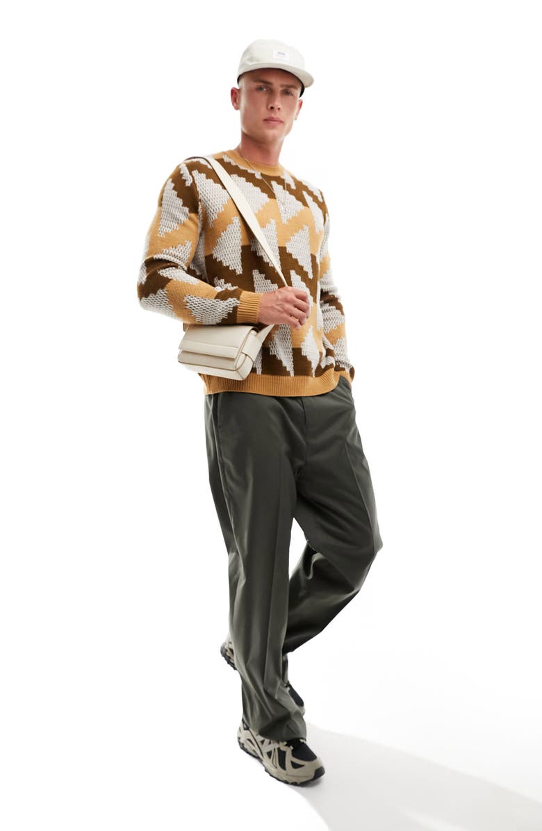 ASOS DESIGN Oversize Geo Pattern Crewneck Sweater, Alternate, color, 