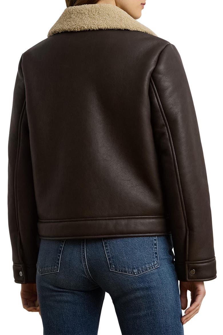 Faux Leather & Faux Shearling Bomber Jacket, Alternate, color, CIRCUIT BROWN