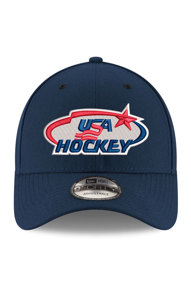 Men's New Era Navy US Hockey 9FORTY Adjustable Hat, Alternate, color, Navy