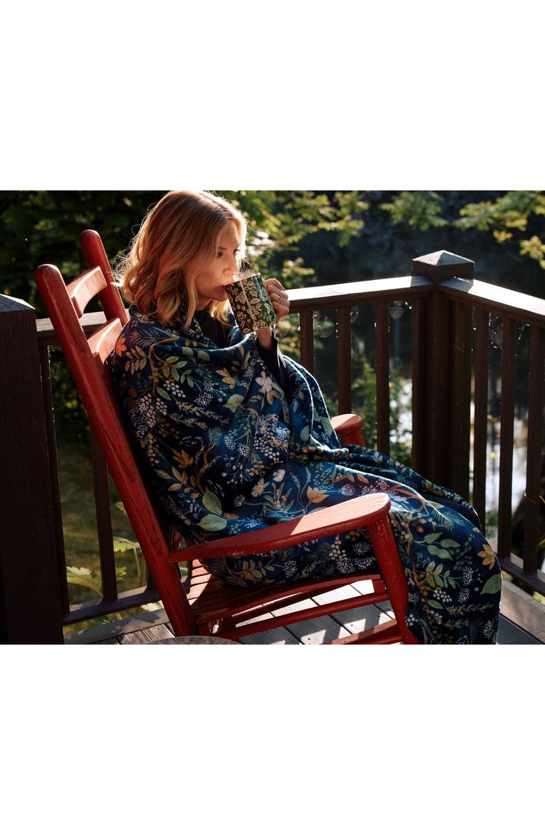 Rifle Paper Co. Juniper Forest Fleece Throw Blanket, Alternate, color, Juniper