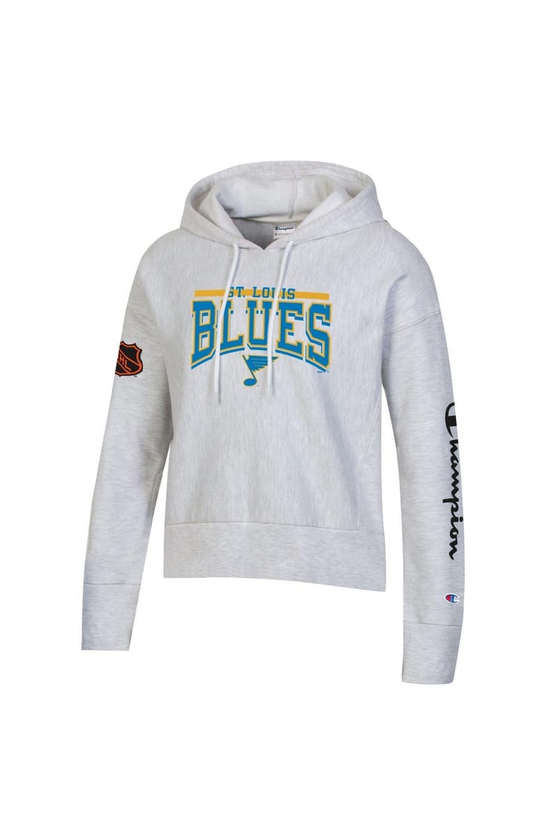 Champion Women's Champion Heathered Gray St. Louis Blues Reverse Weave Pullover Hoodie, Alternate, color, 
