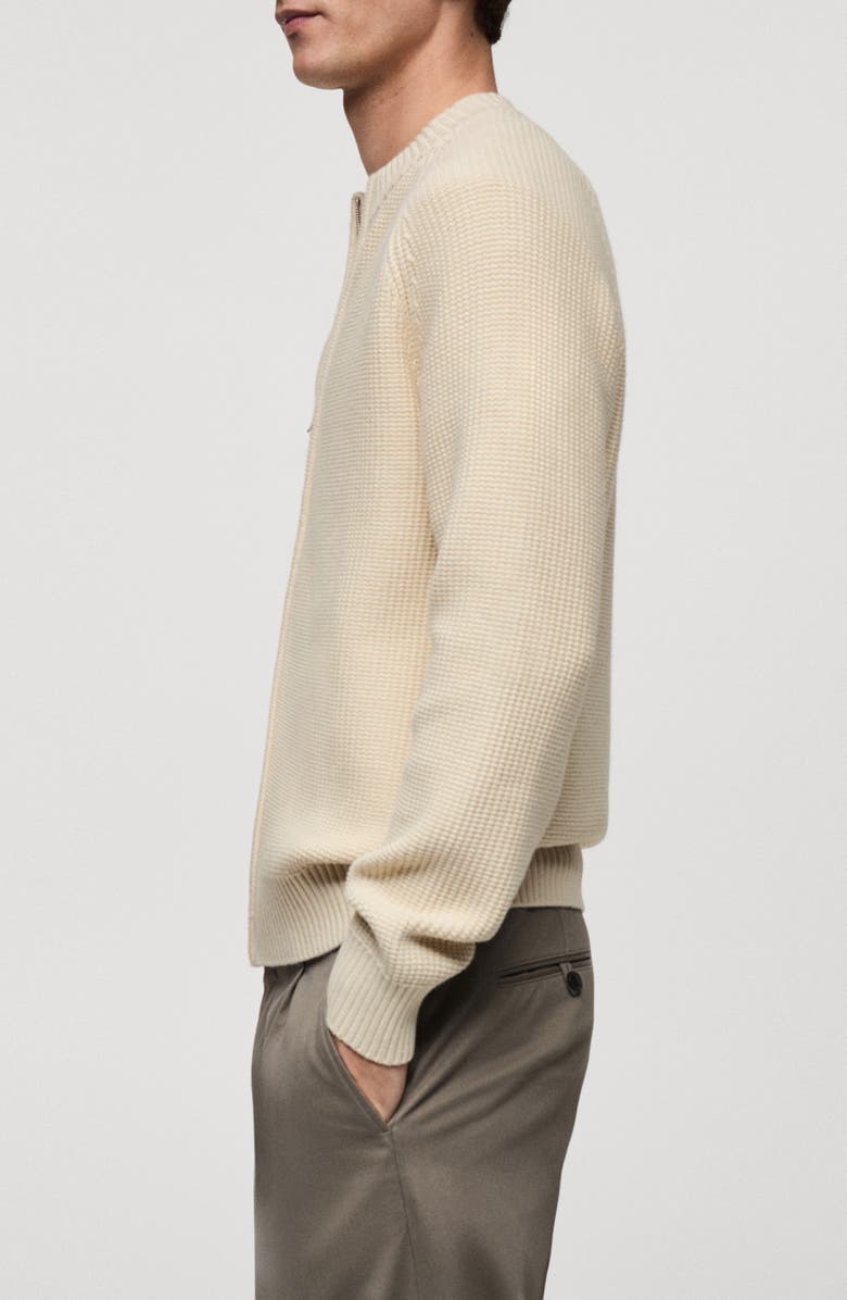 MANGO Zip-Up Cardigan, Alternate, color, Sand