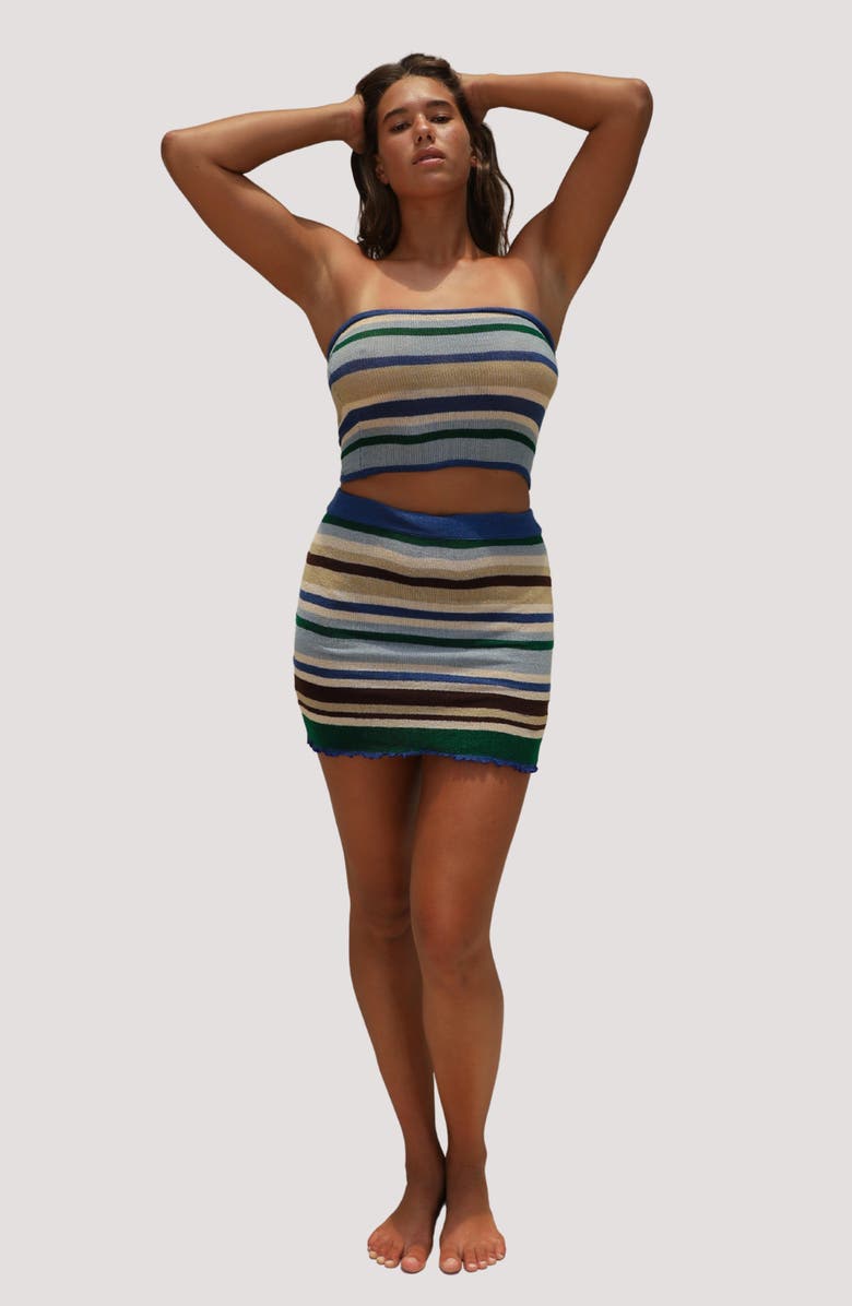 Stone Fox Nica Stripe Crop Cover-Up Tube Top, Alternate, color, Cape Verde Stripe