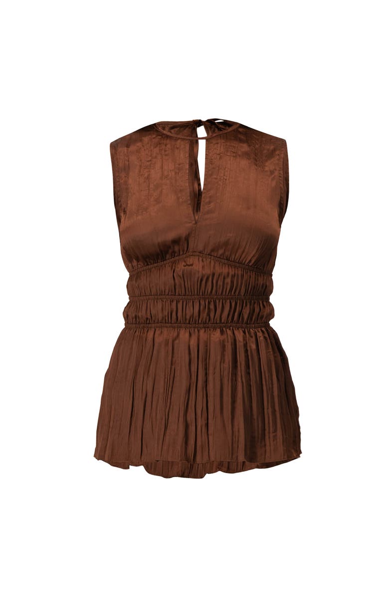 IVONNE Satin Sleeveless Pleated Blouse, Alternate, color, Brown