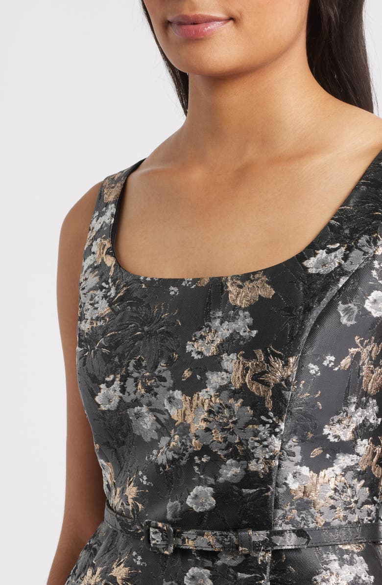 Julia Jordan Metallic Belted Sleeveless Dress, Alternate, color, Black Multi