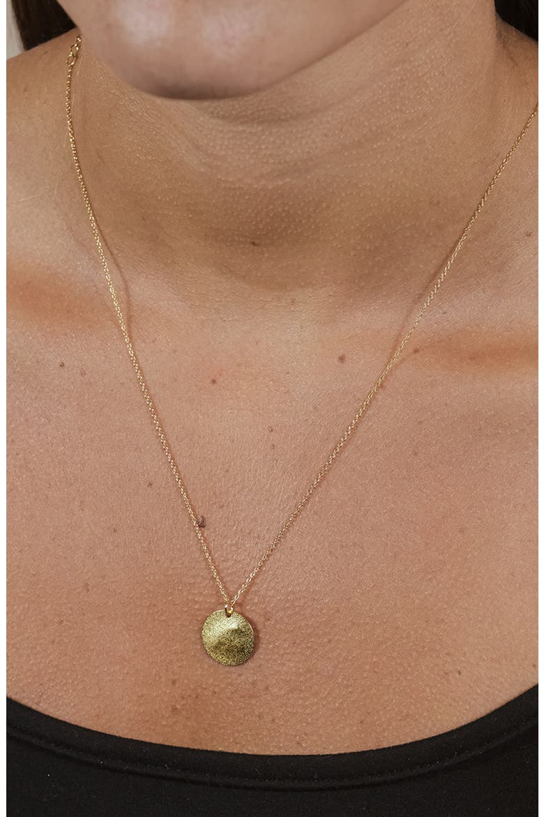 14K Yellow Gold Vermeil Hammered Pendant Necklace, Alternate, color, GOLD