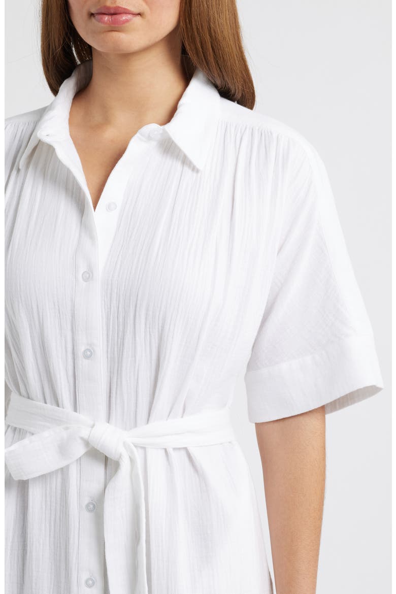 Belted Maxi Shirtdress, Alternate, color, WHITE