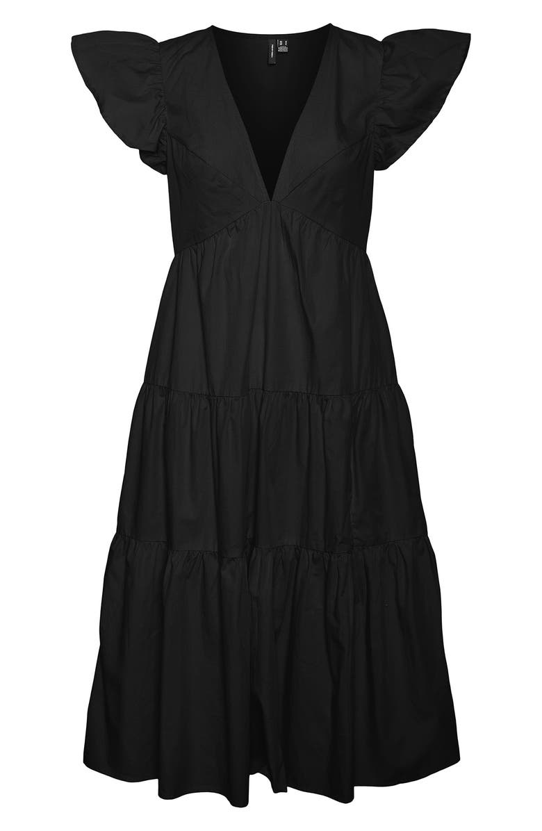 VERO MODA CURVE Jarlotte Ruffle Sleeve Cotton Dress, Alternate, color, 