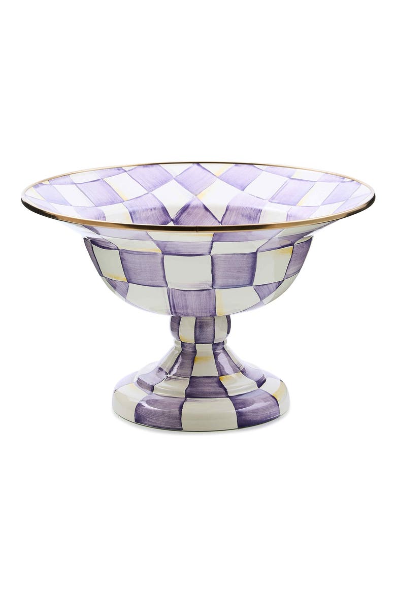 Violet Check Large Compote Bowl, Main, color, VIOLET