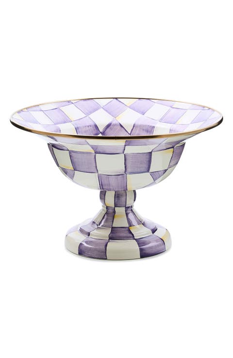Violet Check Large Compote Bowl