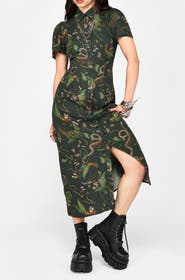 Disturbia Noctaris Print Fitted Midi Shirt Dress