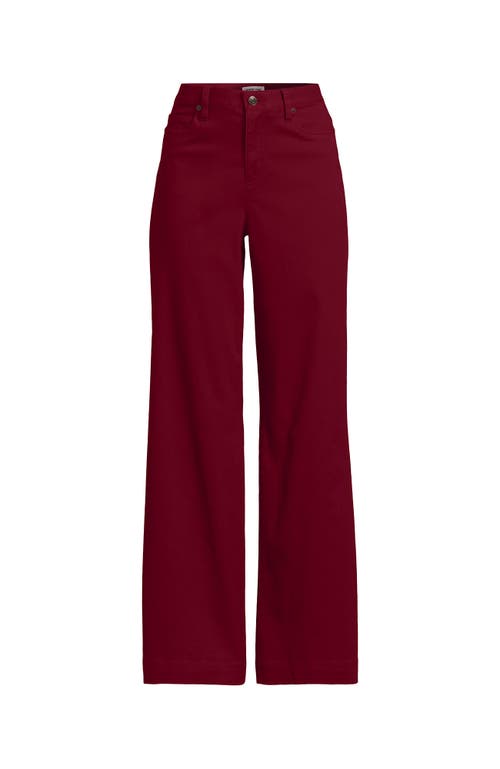Lands' End High Rise 5 Pocket Wide Leg Chino Pants In Burgundy