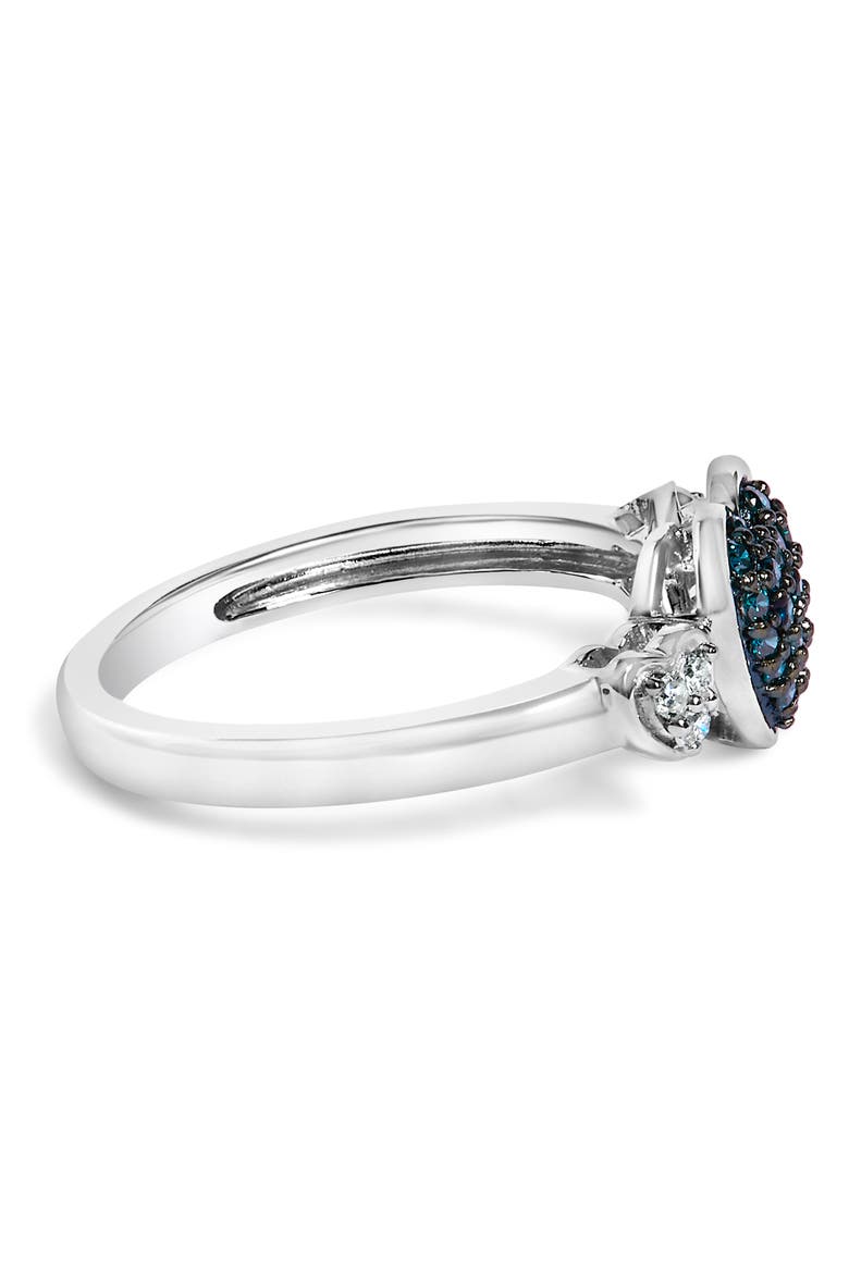 Sterling Silver 1/5 Cttw Blue and White Diamond Triple Heart Ring, Alternate, color, Silver