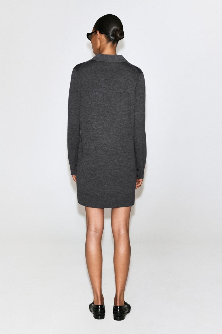Merino Wool Mini Polo Dress, Alternate, color, GRAY MÉLANGE