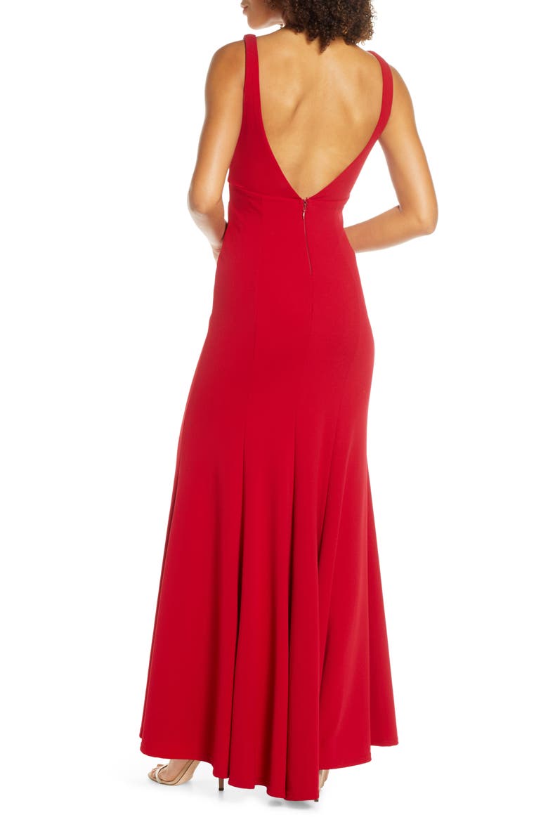 Aperitif Crepe Mermaid Gown, Alternate, color, DARK RED