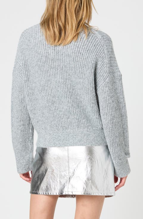 Elodie Tinsel Knit Mock Neck Sweater