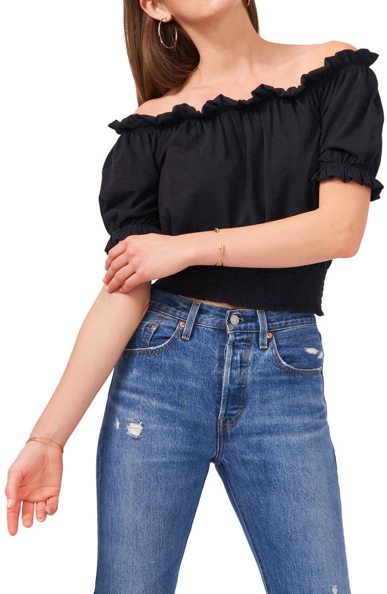 1.STATE Smocked Off the Shoulder Top, Alternate, color, 