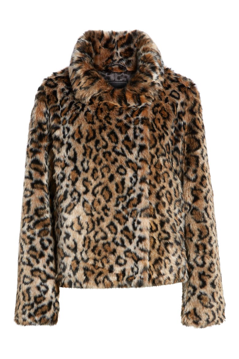 Faux Fur Leopard Jacket, Alternate, color, LEOPARD