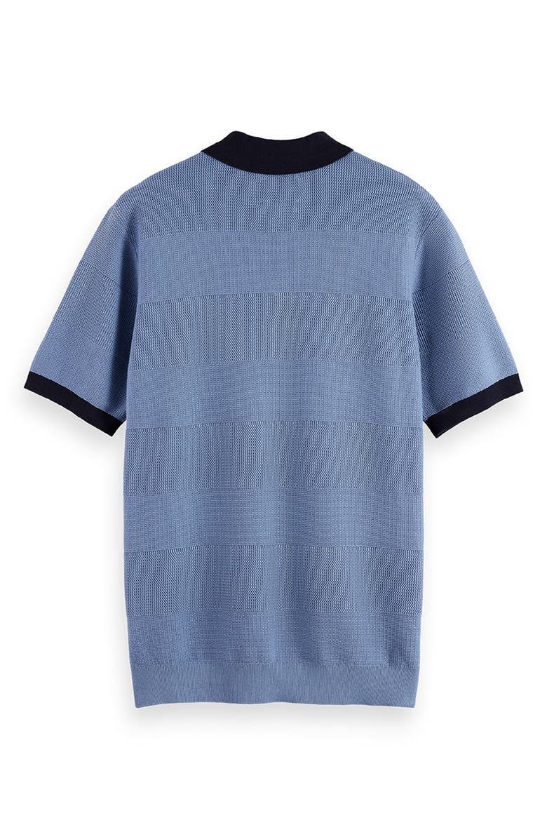 Scotch & Soda Tonal Stripe Cotton Polo Sweater, Alternate, color, Faded Denim