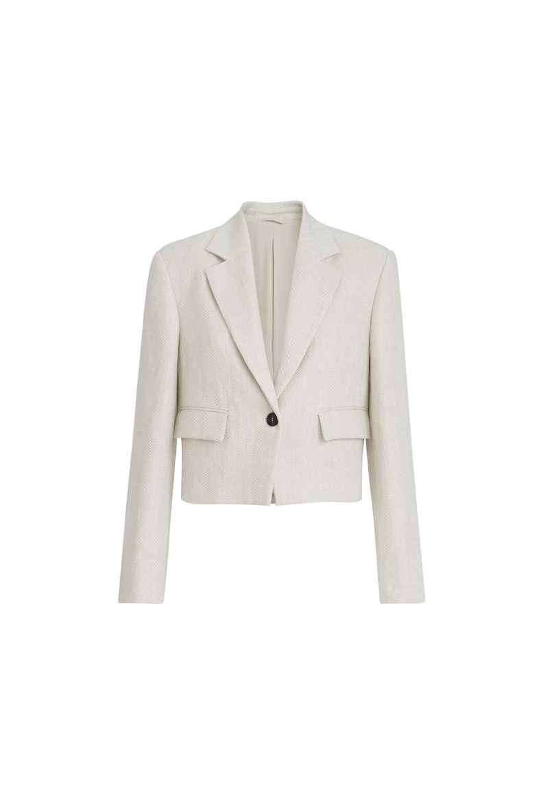 Chevron cropped blazer, Alternate, color, Beige
