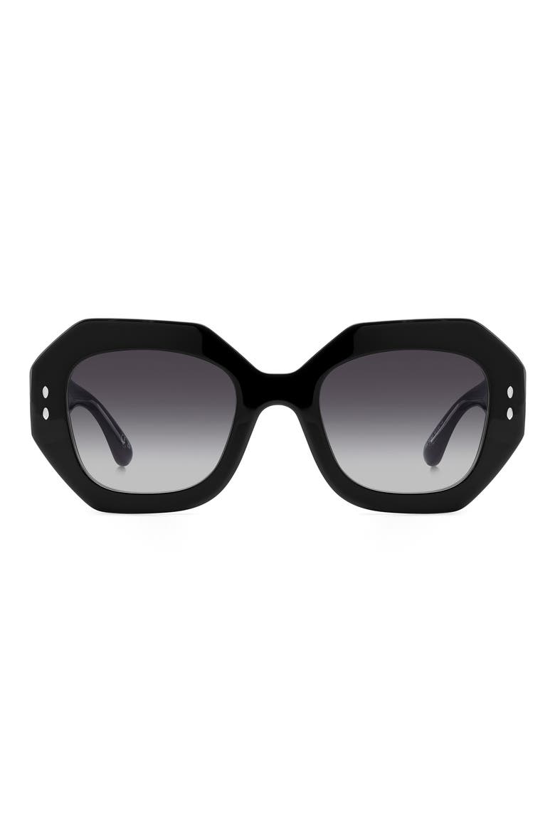 52mm Gradient Geometric Sunglasses, Main, color, BLACK/ GREY SHADED
