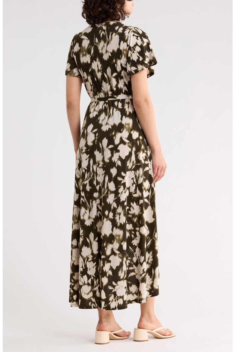 Flutter Sleeve High-Low Dress, Alternate, color, OLIVE INK FLORAL