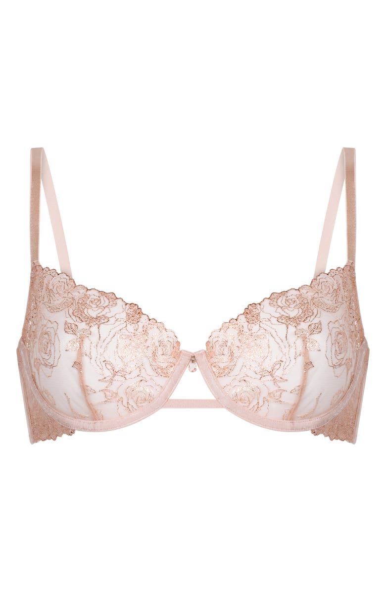 Hunkemöller Hollie Embroidered Mesh Underwire Bra, Alternate, color, Rose Smoke