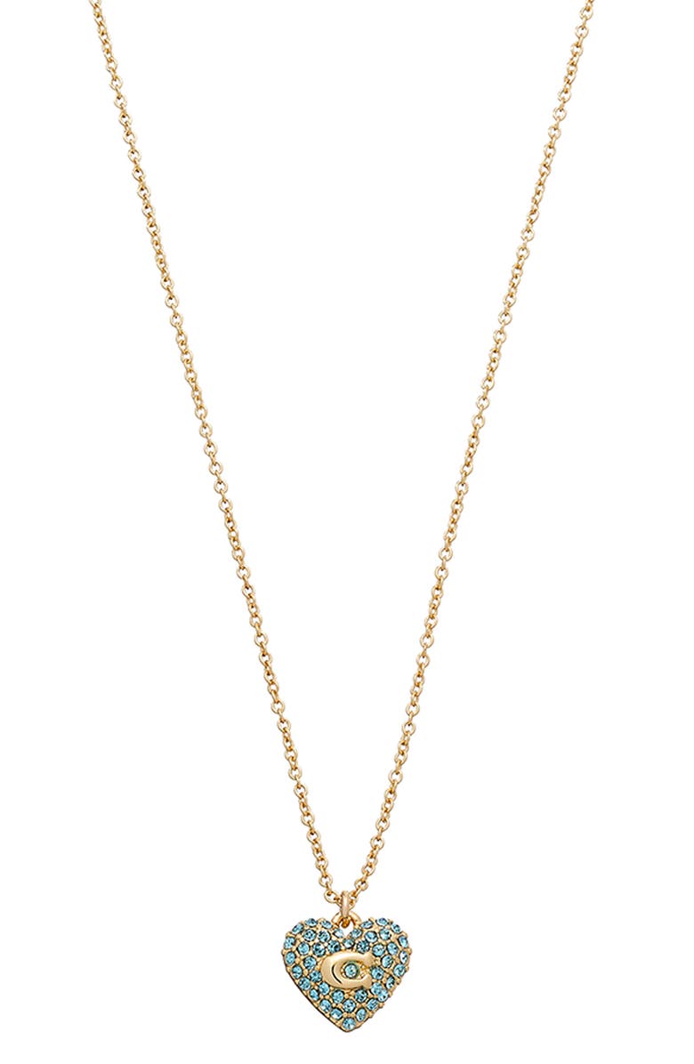 COACH Pave Heart Pendant Necklace, Main, color,
