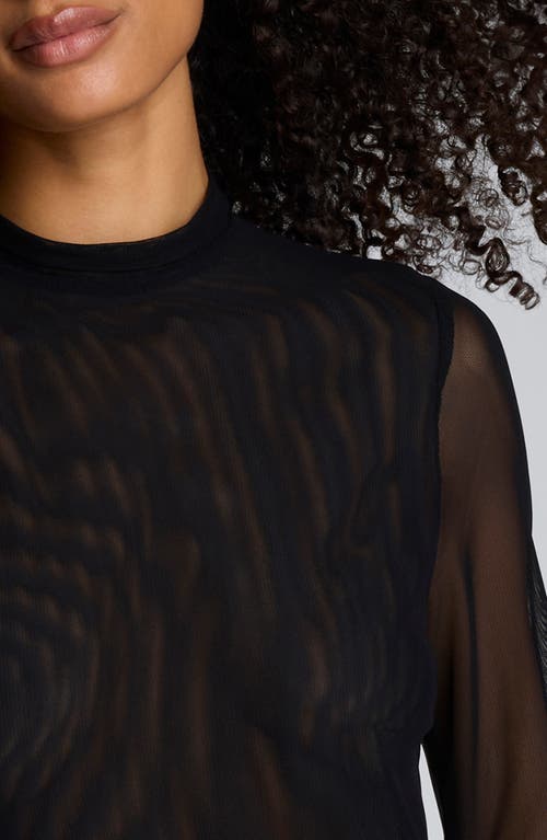 Kenneth Cole Jodie Long Sleeve Mixed Media Faux Leather Minidress In Multi