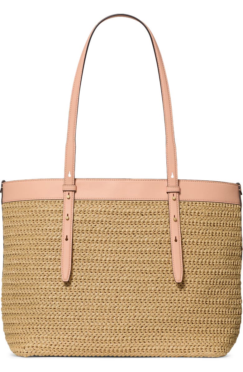 Kate Spade New York large do it all straw & leather tote, Alternate, color, Light Cantaloupe Multi