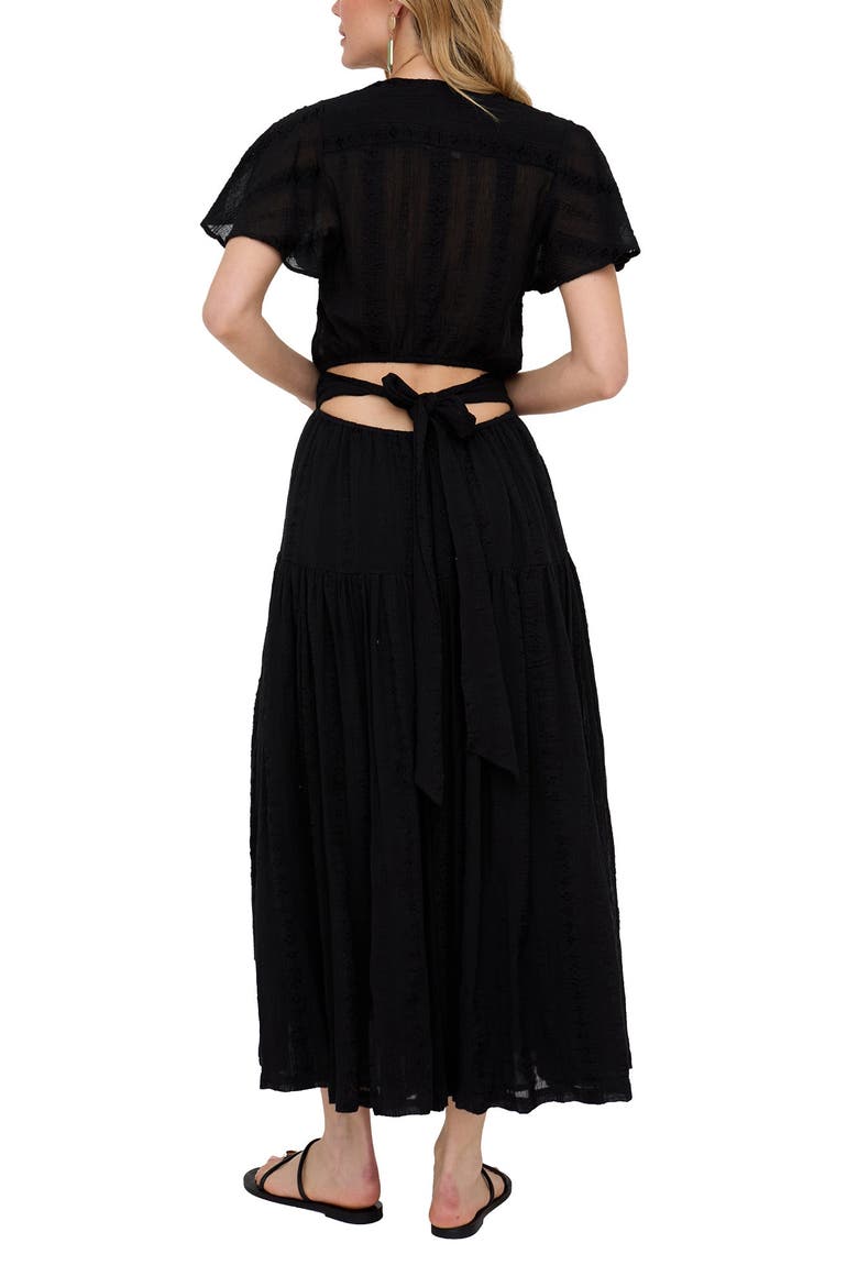 Candice Flutter Sleeve Jacquard Maxi Dress, Alternate, color, Black