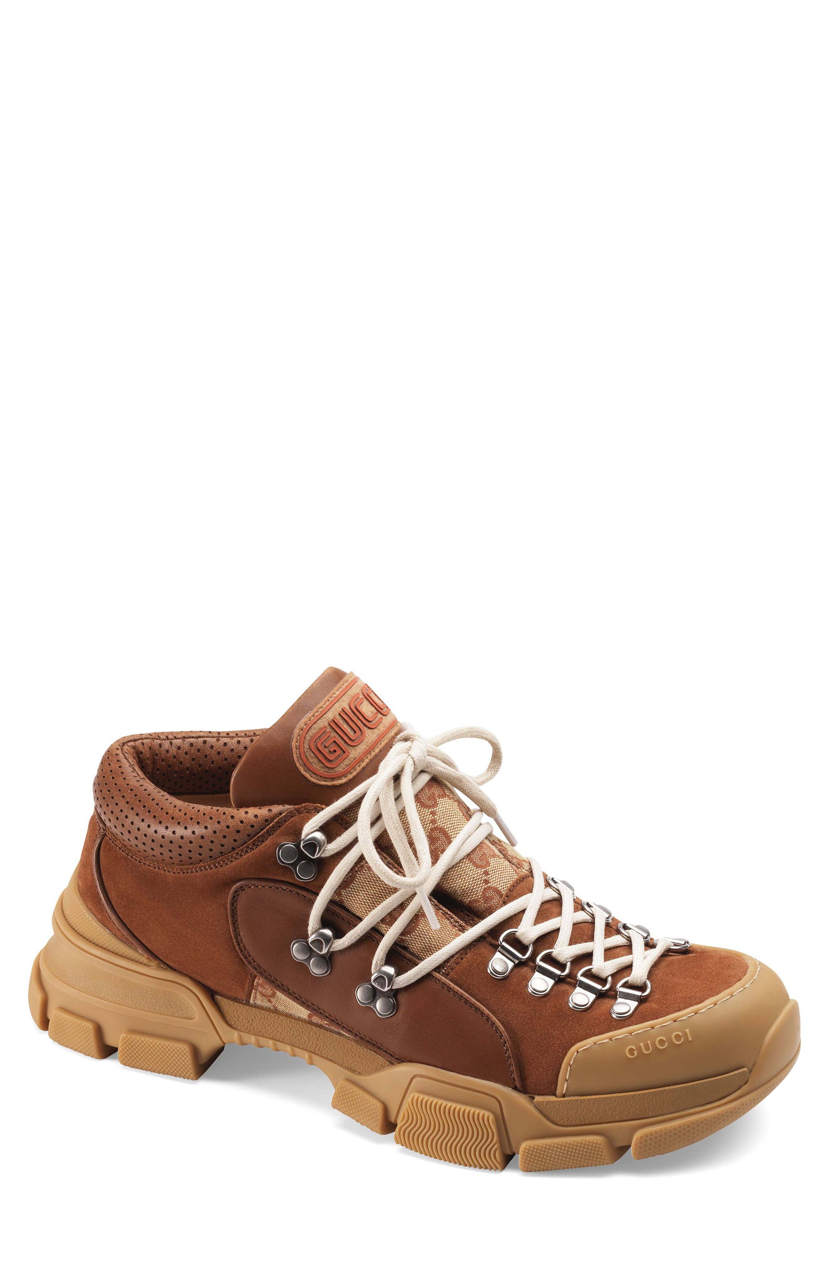 Gucci Leather & Original GG Trekking Boot, Main, color, 