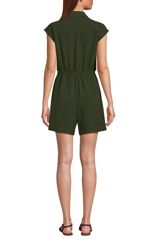 Lands' End Cap Sleeve Creaseless Button-down Romper