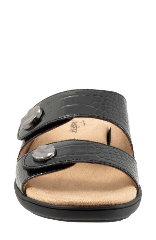 Trotters Ruthie Croc Embossed Slide Sandal In Black
