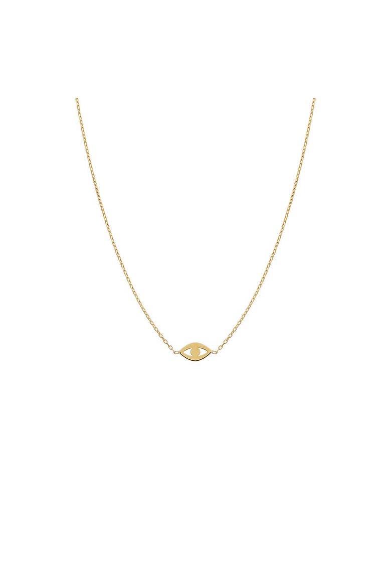 Mini Solid Evil Eye Necklace 14K, Main, color, 14K Gold